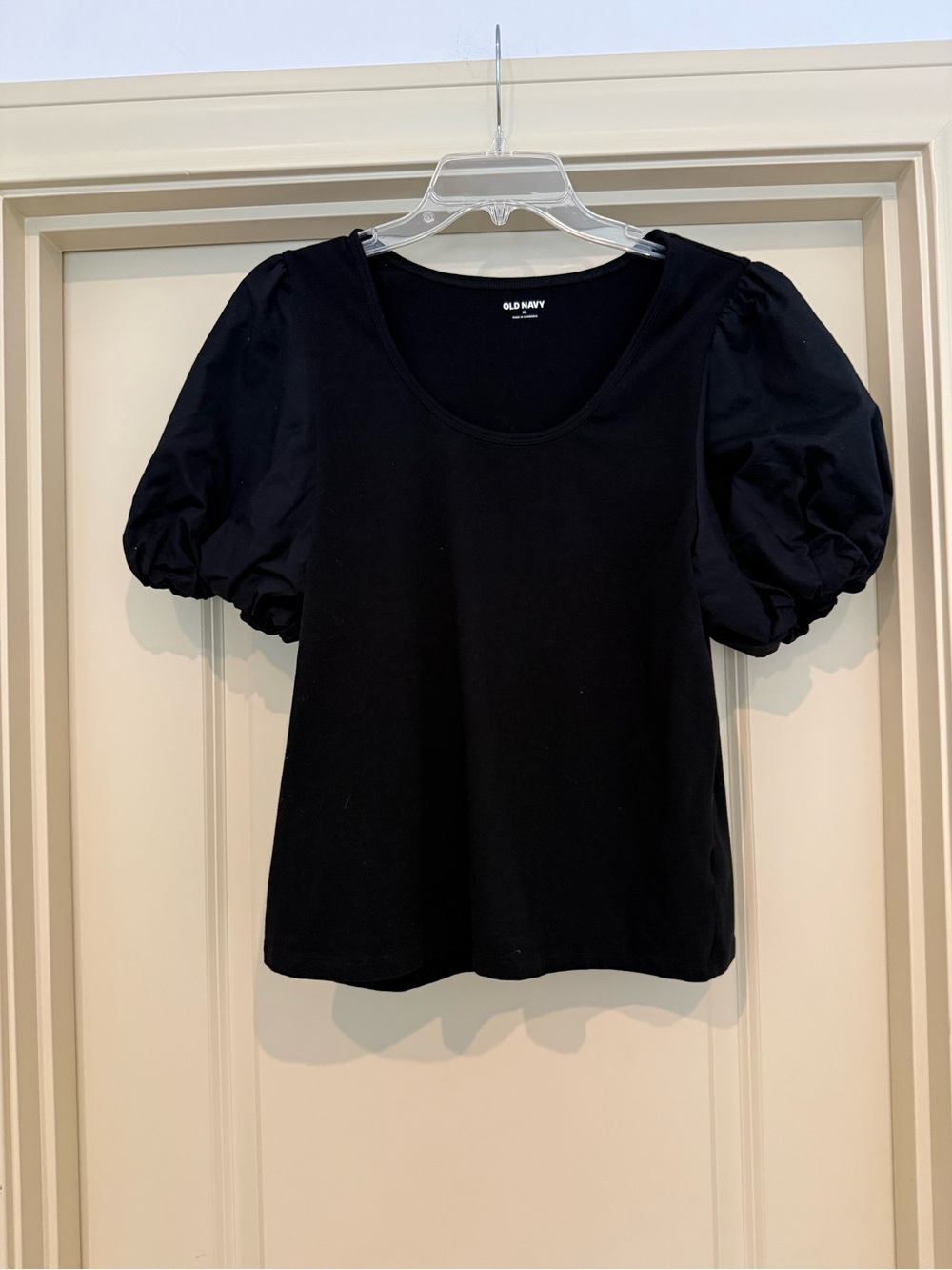 Old Navy Black Puff Sleeve Scoop Neck Top
